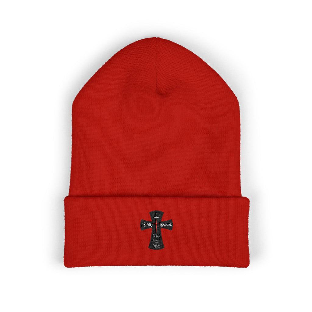 0028W Embroidered Spirilogical Cross Cuffed Beanie