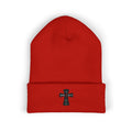 0028W Embroidered Spirilogical Cross Cuffed Beanie