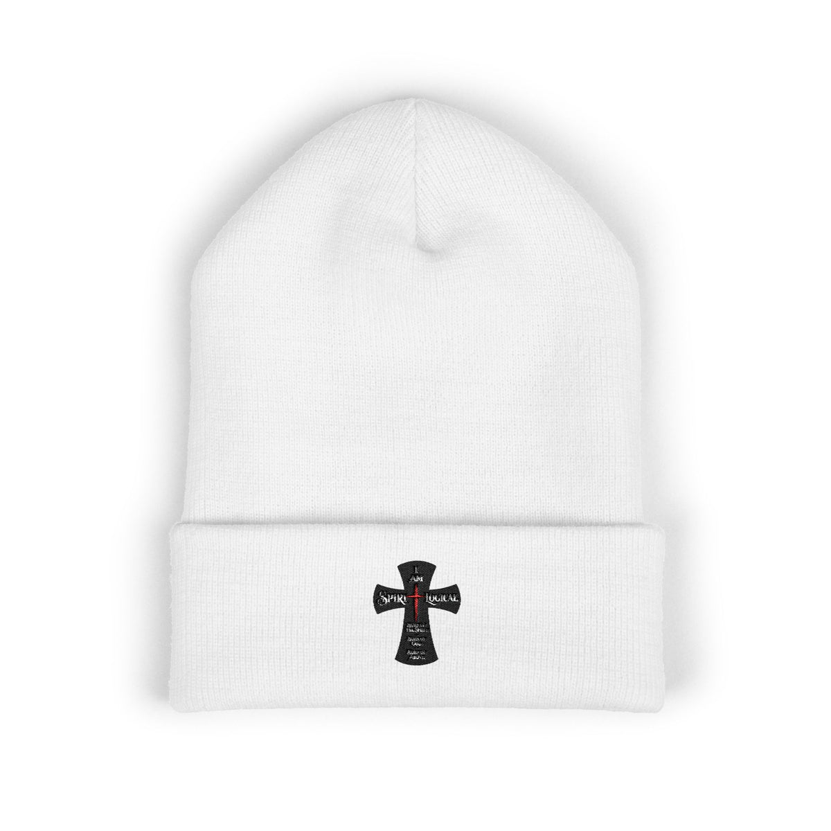 0028W Embroidered Spirilogical Cross Cuffed Beanie