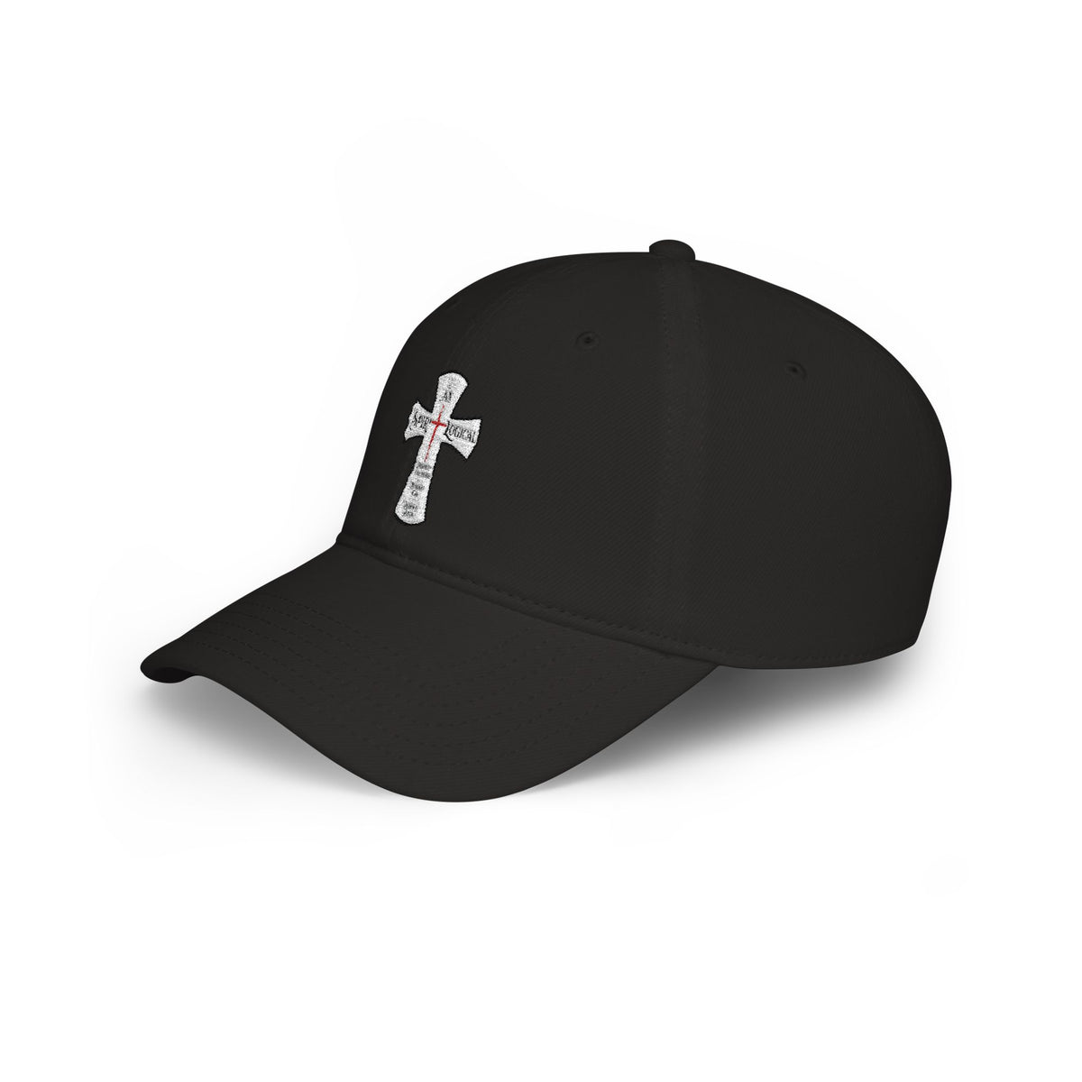 0029 Spirilogical Cross Black with right side LTL Low Profile Baseball Cap