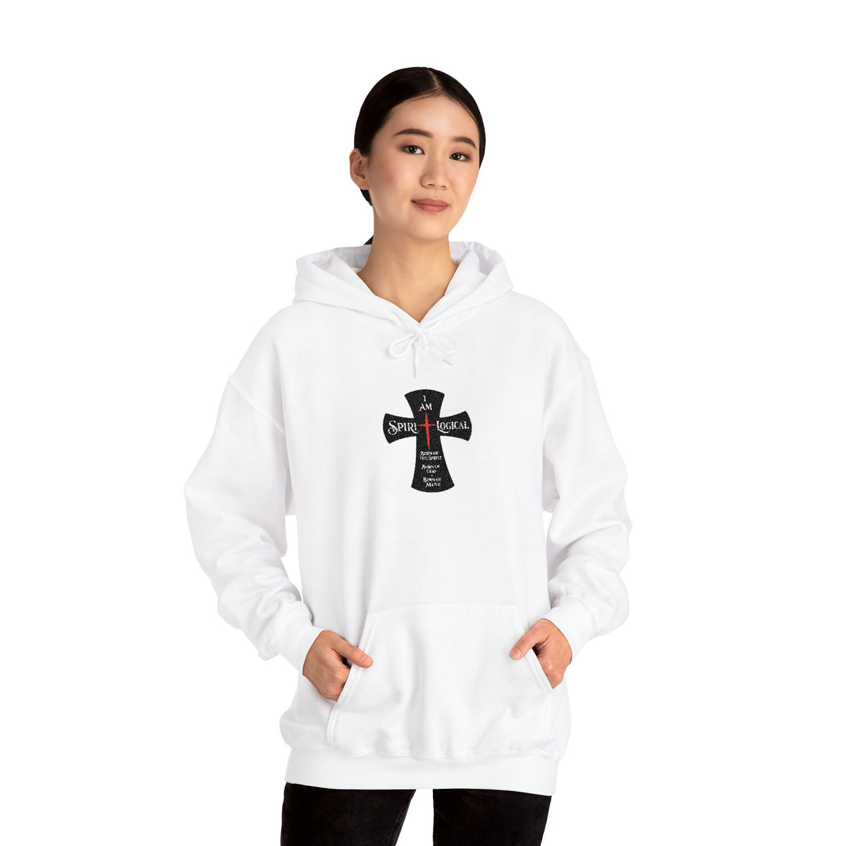 0013w Spirilogical Cross Champion Hoodie Big Logo on front nothing on the back